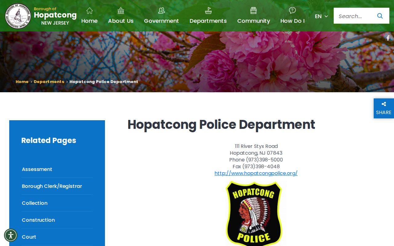 Hopatcong criminal records contact at Hopatcong Police