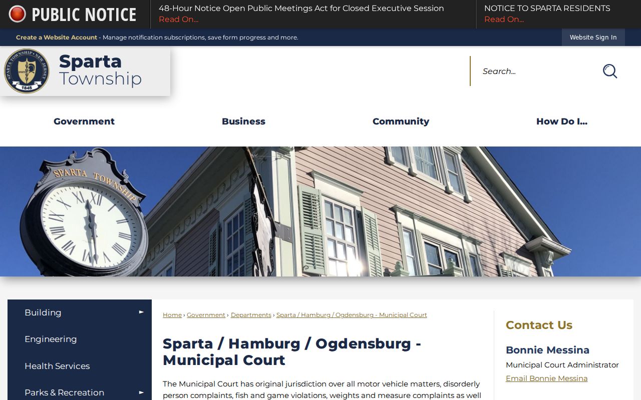 Sparta criminal court records at the joint municipal court