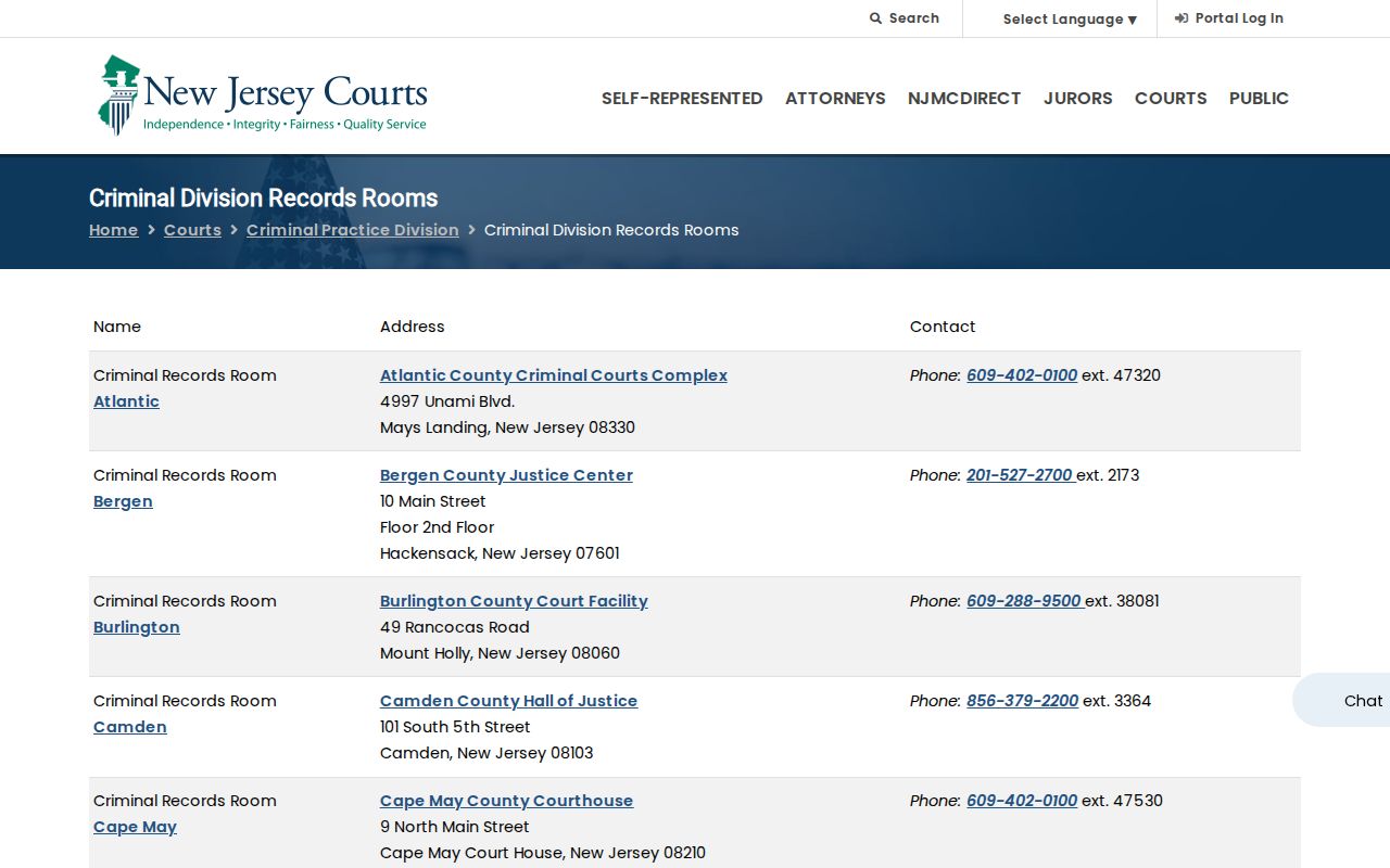 Sussex County criminal court records room directory