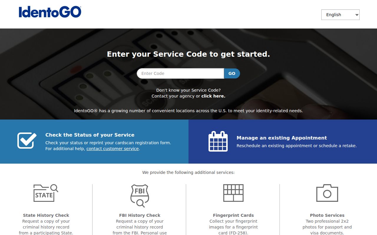 IdentoGO enrollment for a Sussex County criminal history fingerprint request